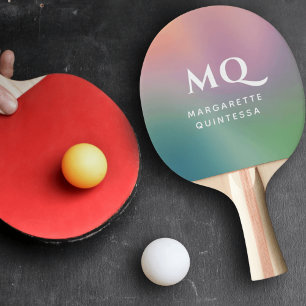 Modern Colourful Pastel and White Monogram Initial Ping Pong Paddle