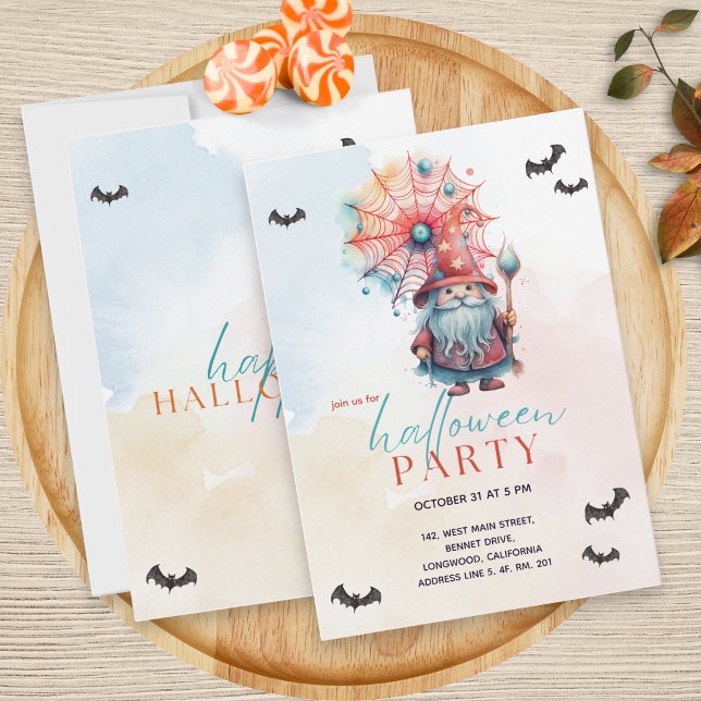 Modern Colourful Pastel Blue Wizard Halloween Part Invitation (Creator Uploaded)