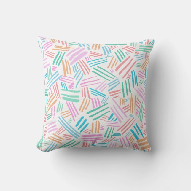 Modern Colourful Pastel Lines Pattern Cushion (Front)
