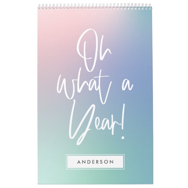 Modern colourful pastel rainbow photo calendar (Cover)