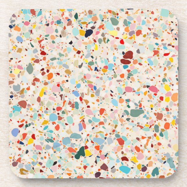 Modern Colourful Pastel Terrazzo Pattern Coaster (Front)