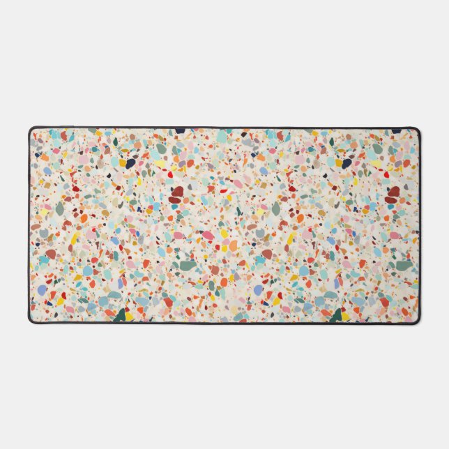 Modern Colourful Pastel Terrazzo Pattern Desk Mat (Front)