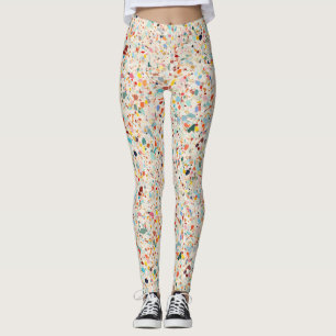 Modern Colourful Pastel Terrazzo Pattern Leggings
