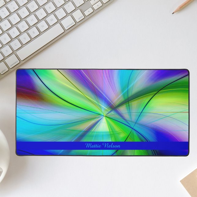 Modern Colourful Pattern Watercolor Blue Desk Mat (Creator Uploaded)