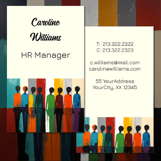 Modern Colourful people silhouettes soft yellow Business Card
