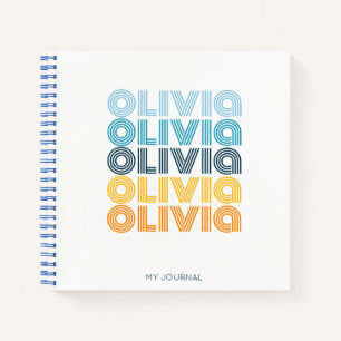 Modern Colourful Personalised Repeating Name Notebook