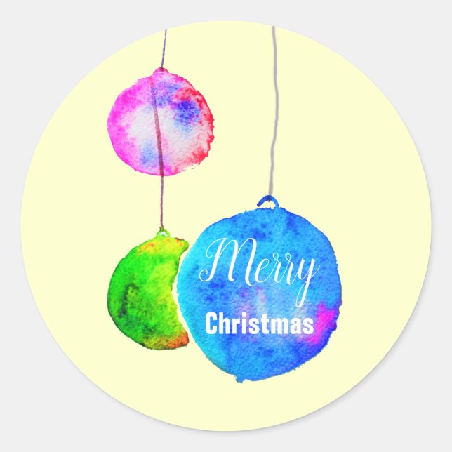 Modern colourful pink and blue Christmas Classic Round Sticker (Front)