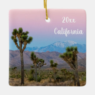 Modern Colourful Pink and Blue Joshua Tree Souveni Ceramic Ornament