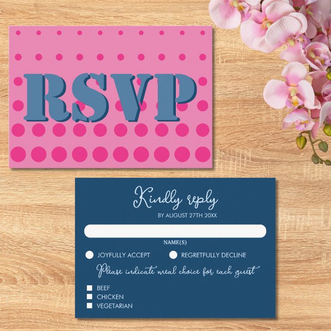 Modern Colourful Pink & Blue Geometric Wedding RSVP Card (Creator Uploaded)