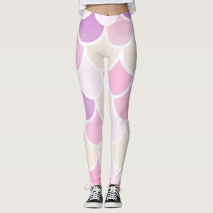 Modern Colourful Pink Mermaid Scales Pattern Leggings