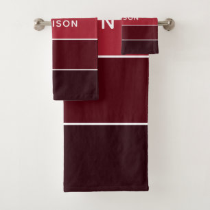 Modern Colourful Pinks Colorblock Personalised Nam Bath Towel Set