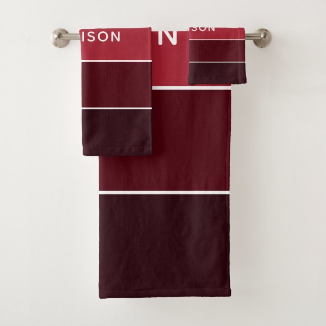 Modern Colourful Pinks Colorblock Personalised Nam Bath Towel Set (Insitu)