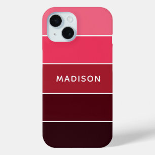 Modern Colourful Pinks Colorblock Personalised Nam iPhone 15 Case