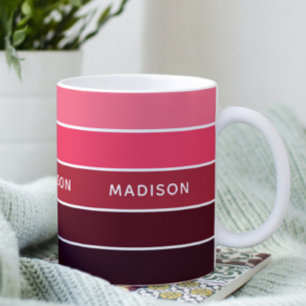 Modern Colourful Pinks Colorblock Personalised Nam Coffee Mug