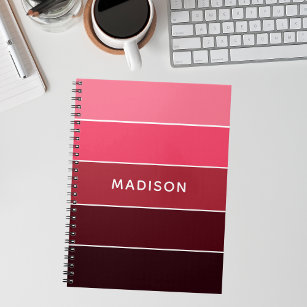 Modern Colourful Pinks Colorblock Personalised Nam Notebook