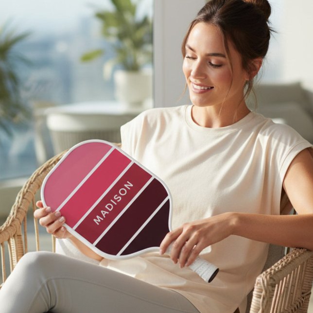 Modern Colourful Pinks Colorblock Personalised Nam Pickleball Paddle (Creator Uploaded)