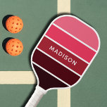 Modern Colourful Pinks Colorblock Personalised Nam Pickleball Paddle<br><div class="desc">Modern Colourful Pinks Colorblock Personalised Name Pickleball Paddle features a simple,  colourful and modern design in a colour block pattern of pink and plum shades with your personalised name in modern script typography. Perfect gift for Christmas,  birthday,  Mother's Day,  best friends,  sister and more. Designed by ©Evco Studio www.zazzle.com/store/evcostudio</div>