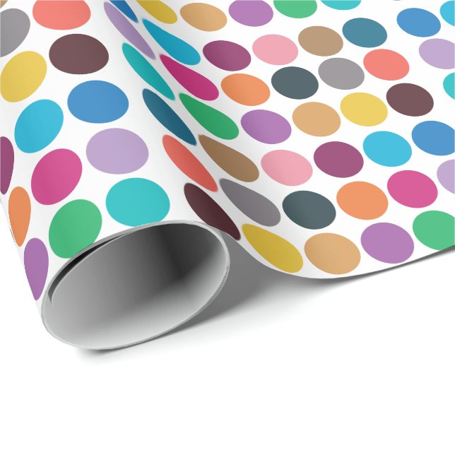 Modern Colourful Polka Dot Baby Shower Birthday Wrapping Paper (Roll Corner)