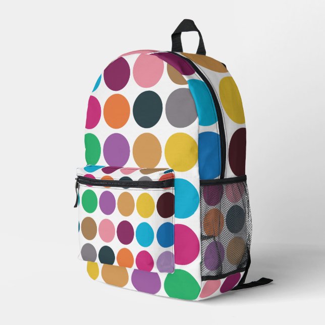 Modern Colourful Polka Dot Back To School Printed Backpack (Back Corner Right)