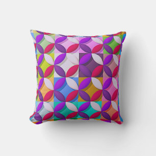 Modern, colourful pop art pattern cushion
