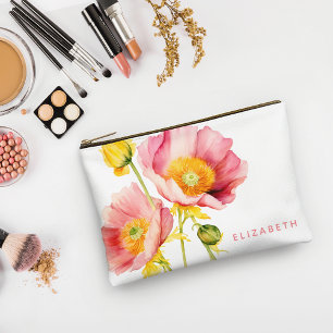 Modern Colourful Poppies Personalised Accessory Pouch