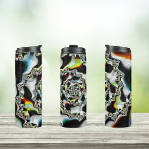Modern Colourful Psychedelic Spiral Fractal Thermal Tumbler