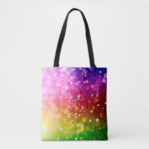 Modern Colourful Rainbow Bokeh Glitter Print Tote Bag