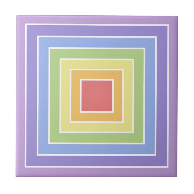 Modern Colourful Rainbow Colours Pattern Tile (Front)