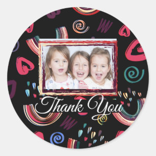Modern Colourful Rainbow Custom Photo Classic Roun Round Sticker
