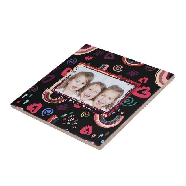 Modern Colourful Rainbow Custom Photo Tile (Side)