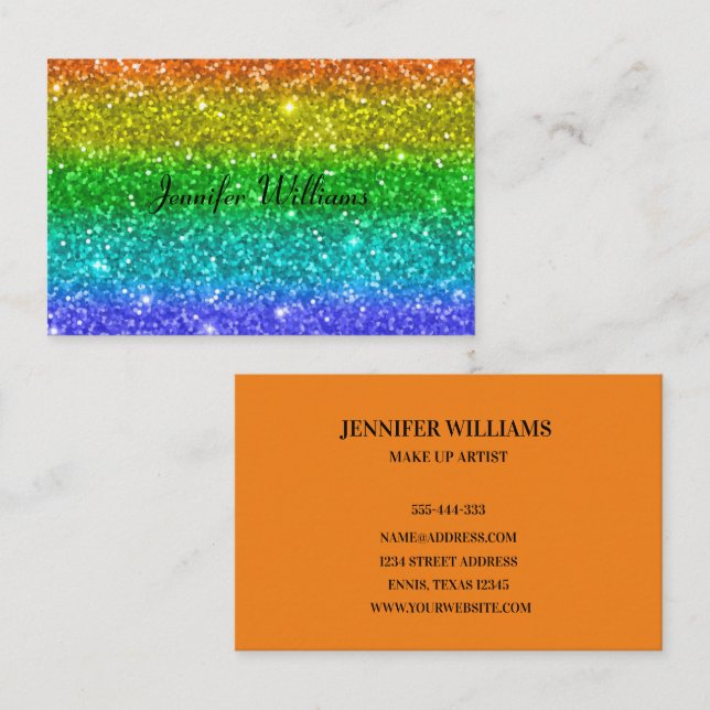 Modern Colourful Rainbow Elegant Business Card (Front/Back)