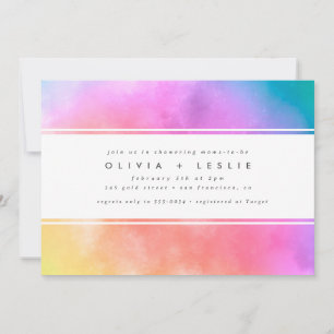 Modern Colourful Rainbow Gender Neutral Baby Showe Invitation