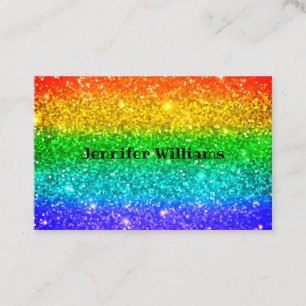 Modern colourful Rainbow Glitter Burst Business Business Card