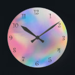 Modern Colourful rainbow Gradient galaxy Ocean gir Round Clock<br><div class="desc">Modern Colourful rainbow Gradient galaxy Ocean girly</div>
