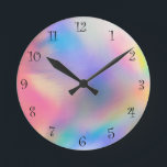 Modern Colourful rainbow Gradient galaxy Ocean gir Round Clock<br><div class="desc">Modern Colourful rainbow Gradient galaxy Ocean girly</div>