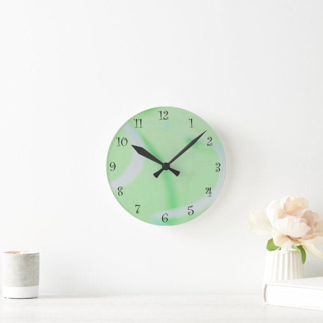 Modern Colourful rainbow Gradient galaxy Ocean gir Round Clock (Home)