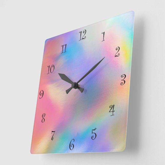 Modern Colourful rainbow Gradient galaxy Ocean gir Square Wall Clock (Angle)