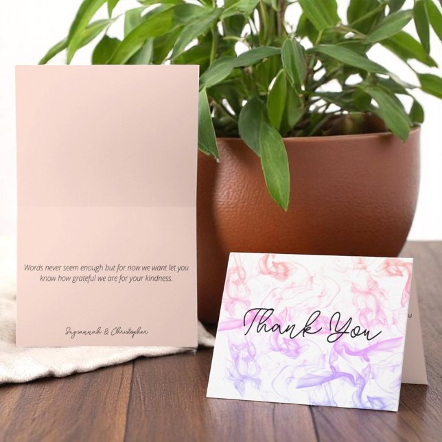 Modern Colourful Rainbow Mist Matching Inside Colo Note Card (cover and inside template text thank you card)