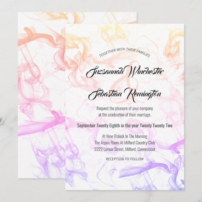 Modern Colourful Rainbow Mist Wedding Template (Front/Back)