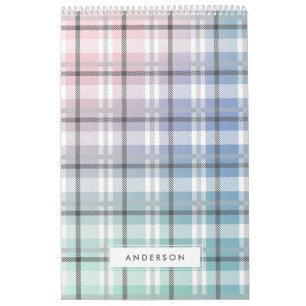 Modern colourful rainbow plaid photo calendar