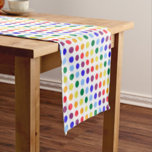 Modern Colourful Rainbow Polka Dots Pattern Short Table Runner