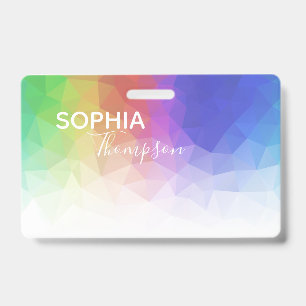 Modern Colourful Rainbow Polygonal Design - Badge ID Badge
