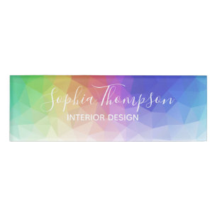Modern Colourful Rainbow Polygonal Design Name Tag