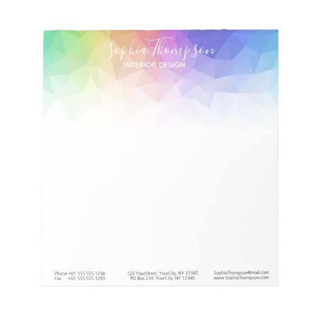 Modern Colourful Rainbow Polygonal - Notepad (Front)