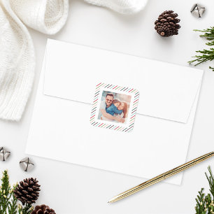 Modern Colourful Rainbow Stripe Custom Photo Square Sticker