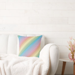 Modern Colourful Rainbow Stripes Pattern Cushion