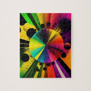 Modern Colourful Rays 3D Abstract Geometric Jigsaw Puzzle