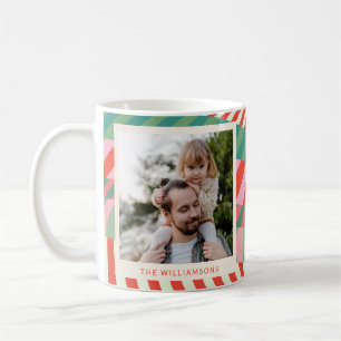 Modern Colourful Red Green Pink Geometric Photo  Coffee Mug