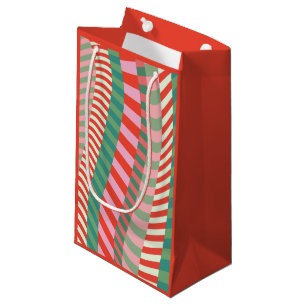 Modern Colourful Red Green Pink Geometric Stripes Small Gift Bag