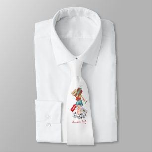 Modern Colourful Red Green Sled Merry Christmas Tie